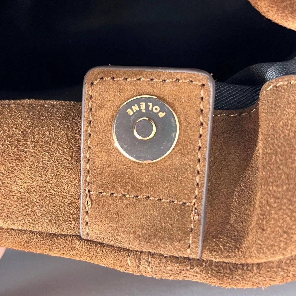 Polene Suede Shoulder Bag in Chestnut Brown - Picture 5 of 9